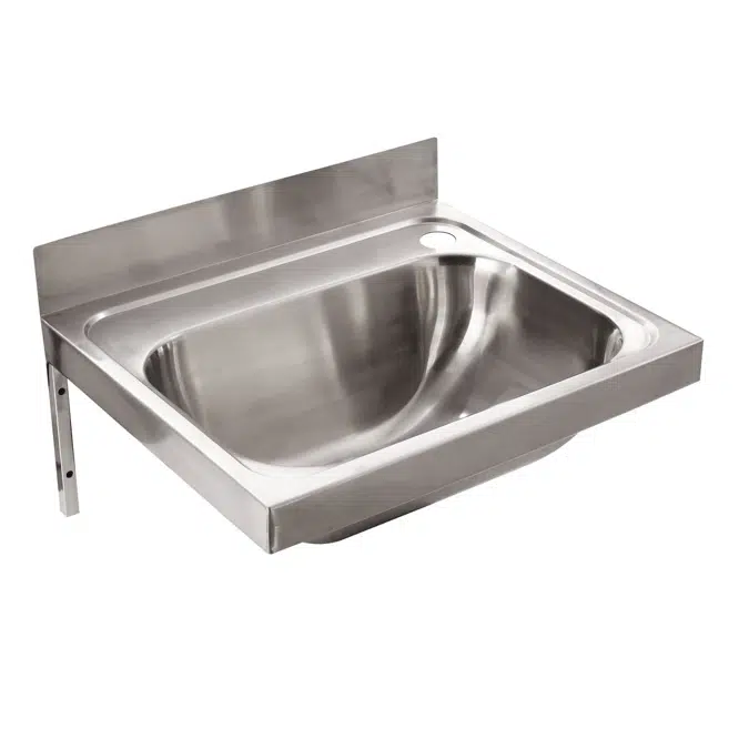 Wolfen Wall Hand Basin 500x420mm with Brackets Right Hand 1 Taphole Stainless Steel