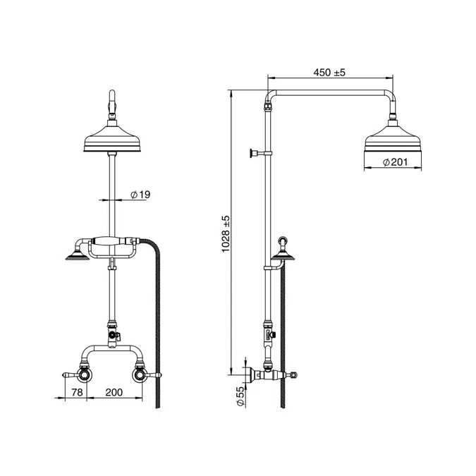Milli Monument Edit Exposed Twin Telephone Shower Set Lever Brushed Gold (3 Star)