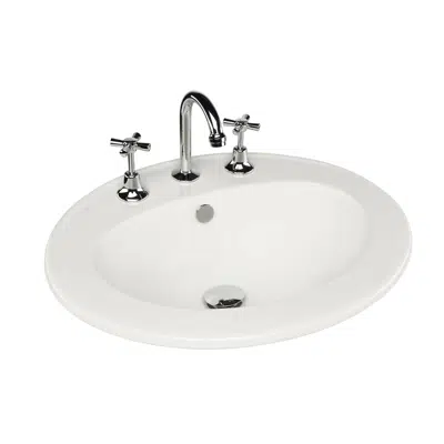 画像 Base Vanity Basin with Overflow 3 Taphole 560 x 480mm White