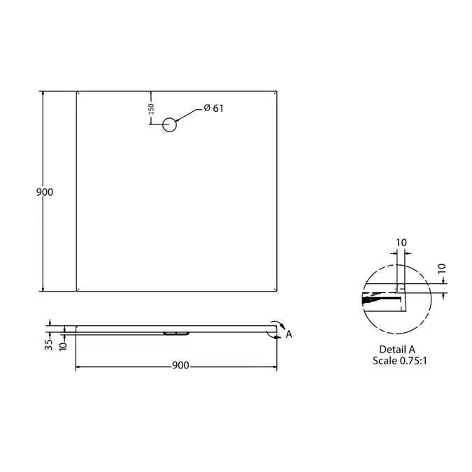 Posh Bristol Torbex Mk2 Shower Base 900mm x 900mm