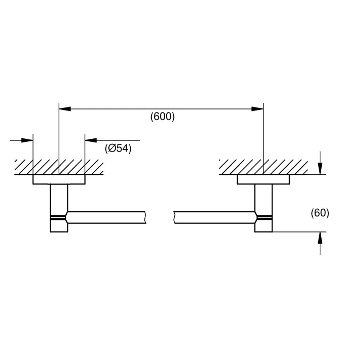 GROHE Essentials Accessories Single Towel Rail 600mm Chrome