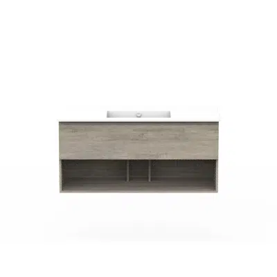 imagem para Posh Domaine 1200mm Wall Hung Vanity Unit All-Drawer Open Shelf Single Bowl Ceramic Top