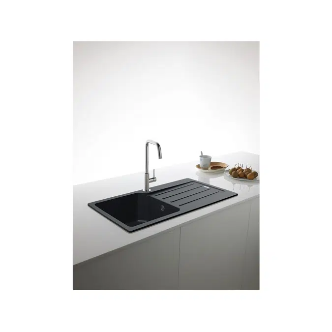 Franke Urban City UCG611-100 Granite Single Bowl Inset Sink with Drainer Onyx