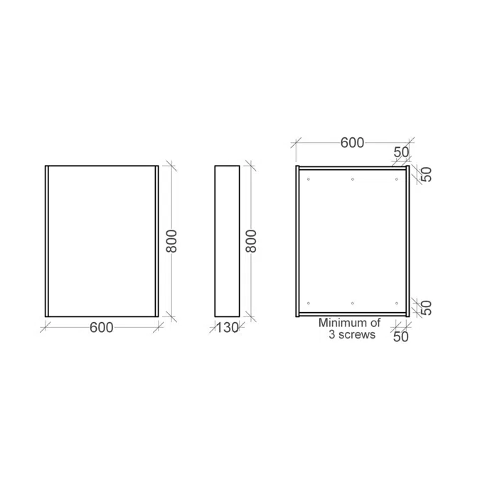 Kado Arc Shaving Cabinet 600W X 800H X 130D Single Door - Solid Timber Sides