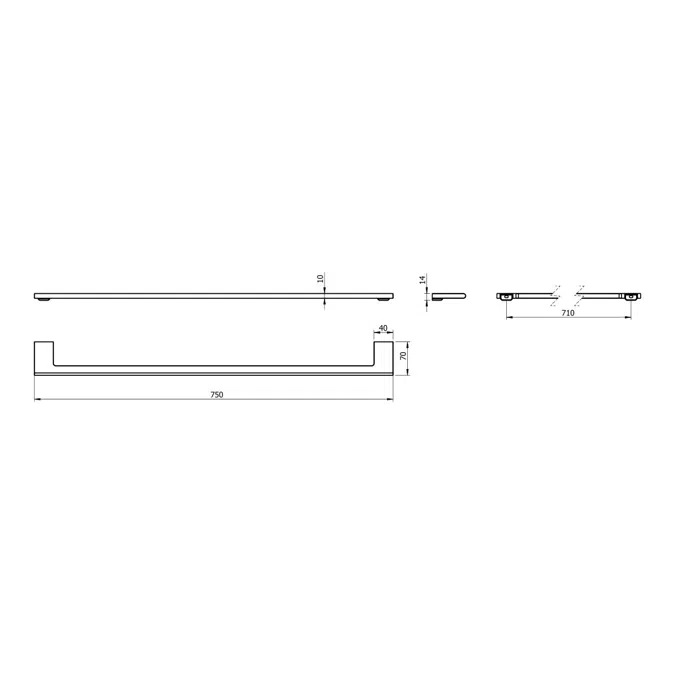 Milli Meld Edit Single Towel Rail 750mm Chrome