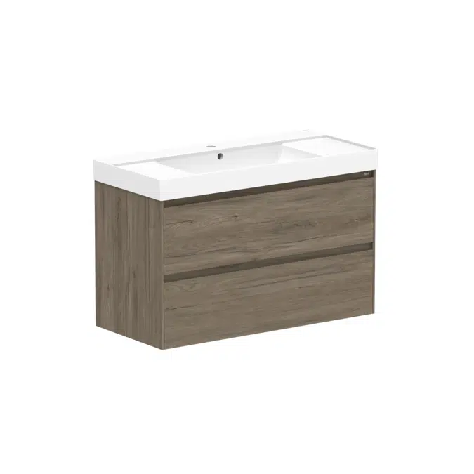 Roca Ona Vanity All Drawer Twin Centre Bowl 1000mm Dark Elm