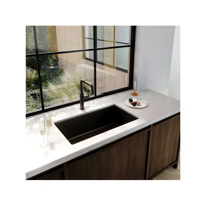 Memo Freya Mega Bowl Sink No Taphole Granite Black