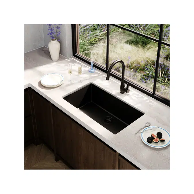 Memo Freya Mega Bowl Sink No Taphole Granite Black