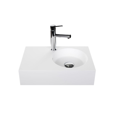 Image for Omvivo Neo Mini Solid Surface Wall Basin Right Hand Bowl 1 Taphole 470mm White