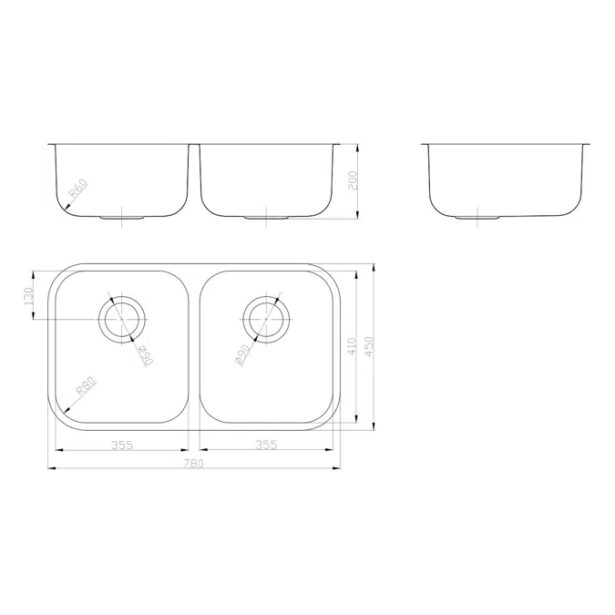Posh Solus MK3 Double Bowl Undermount Sink, No Taphole, Stainless Steel