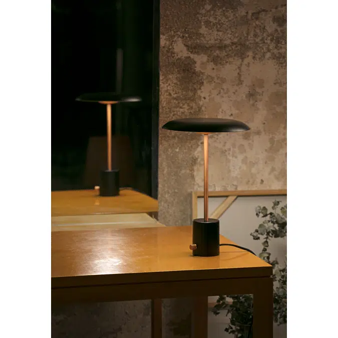 HOSHI Black and brushed copper table lamp