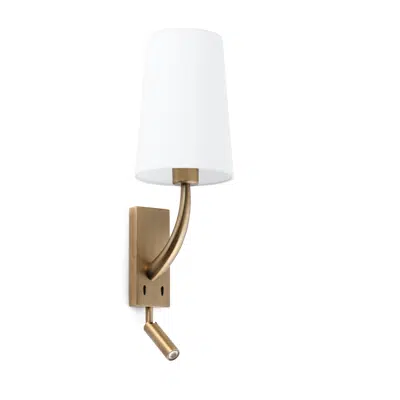 afbeelding voor REM Old gold/white wall lamp with reader