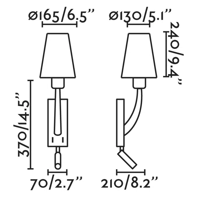 REM Wandleuchte altgold matt/weiß mit LED-Leser