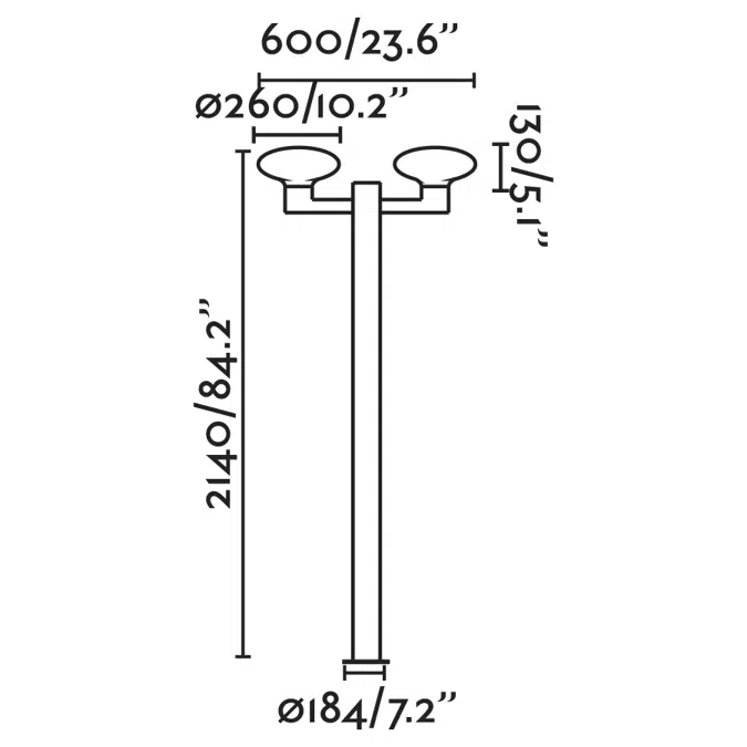 BLUB'S 2L Dark grey pole lamp 2XE27