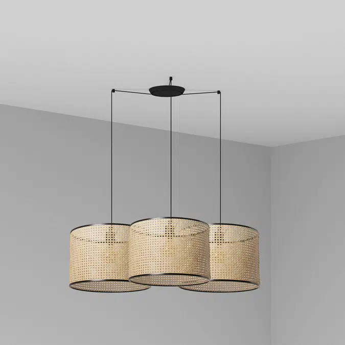 MAMBO 450 3L Lampe suspension noir/rotin