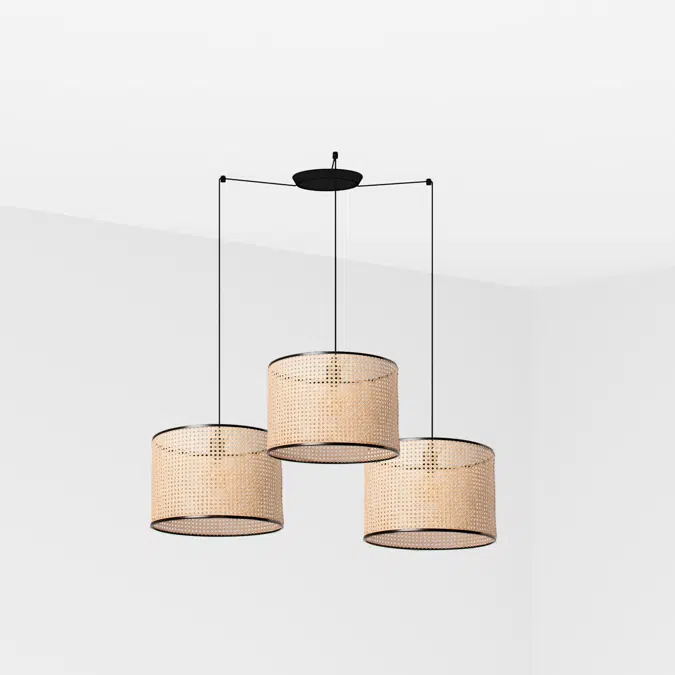 MAMBO 450 3L Lampe suspension noir/rotin
