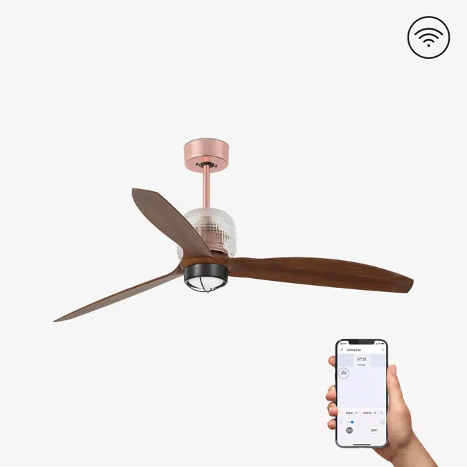 BIM objects - Free download! DECO FAN M LED Copper/wood FAN LED with DC ...
