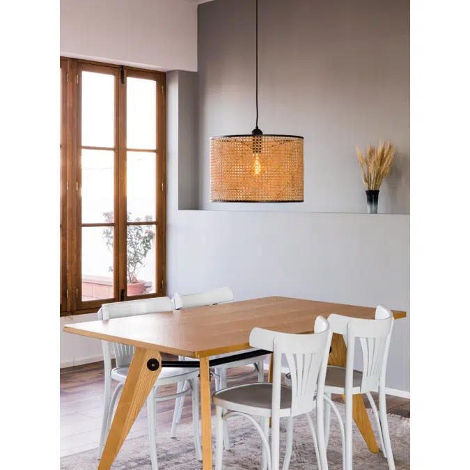 MAMBO 450 Lampe suspension simple noir/rotin