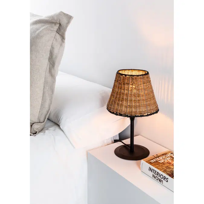 SUMBA S Black/rattan mini table lamp