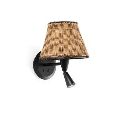 imagem para SUMBA Black/rattan table lamp with reader