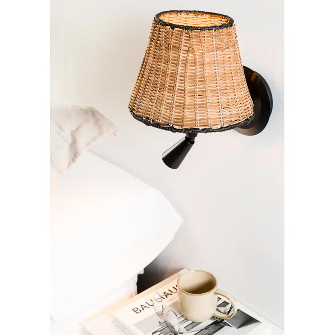 SUMBA Black/rattan table lamp with reader