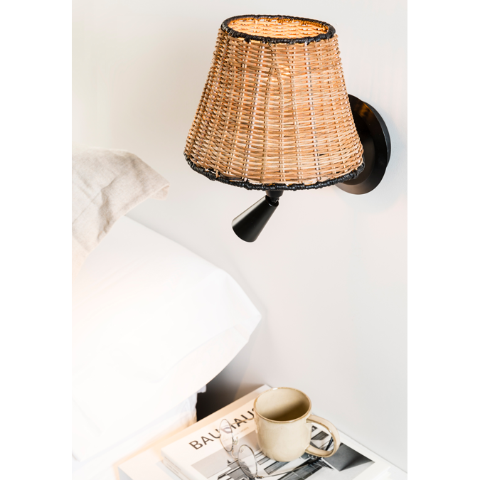 BIM 객체 무료로 다운로드하세요! SUMBA Black/rattan table lamp with reader BIMobject