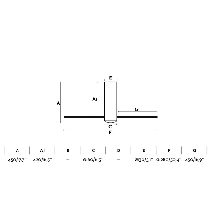 TUBE FAN Matt black/transparent fan with DC motor