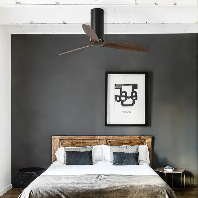 TUBE FAN Matt black/wood fan with DC motor