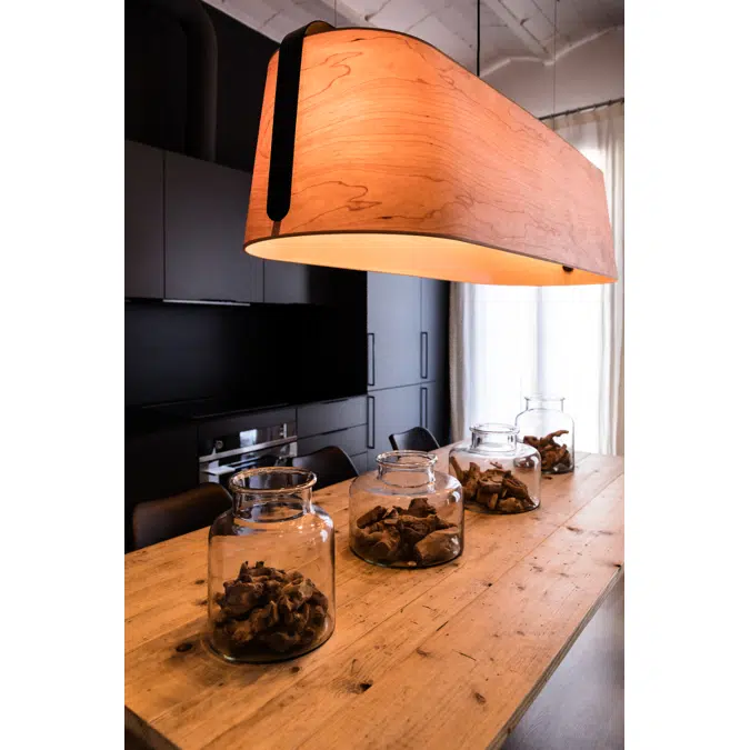 STOOD 5L Black and wood pendant lamp