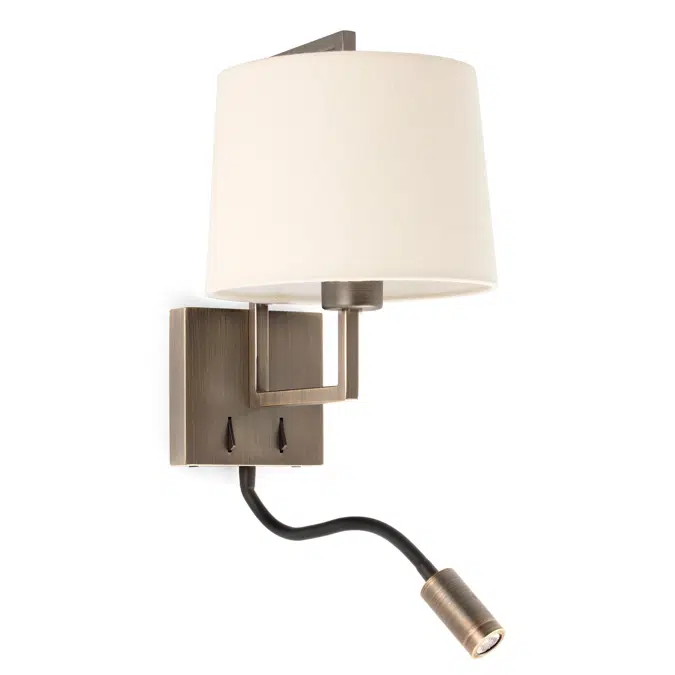 FRAME Old gold/beige wall lamp with reader