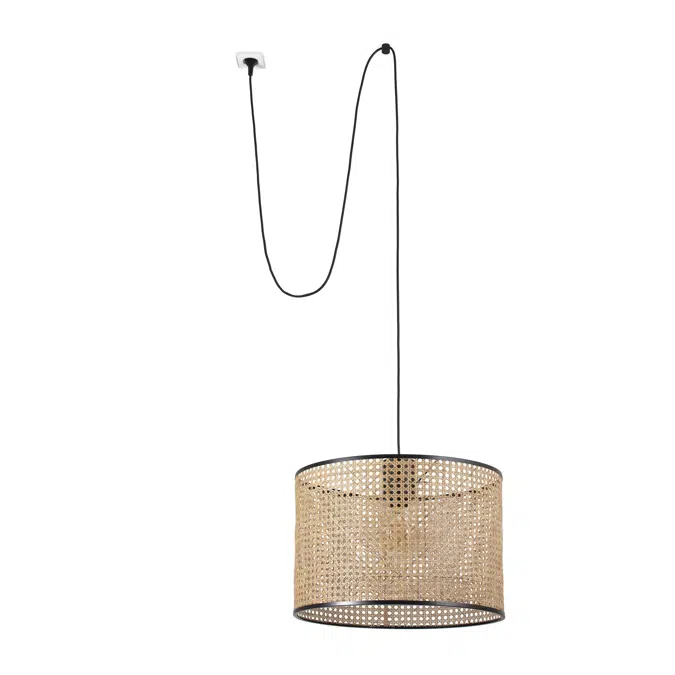 MAMBO 450 Black/rattan pendant lamp with plug