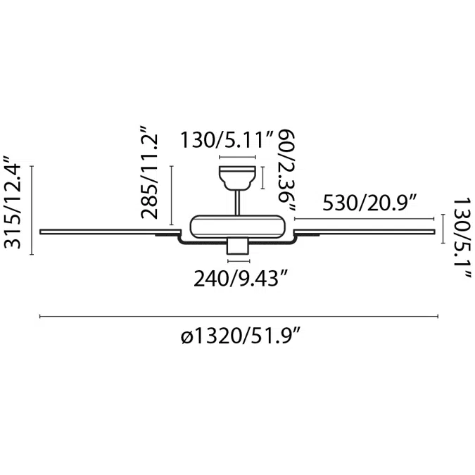 ALOHA Brown ceiling fan with light