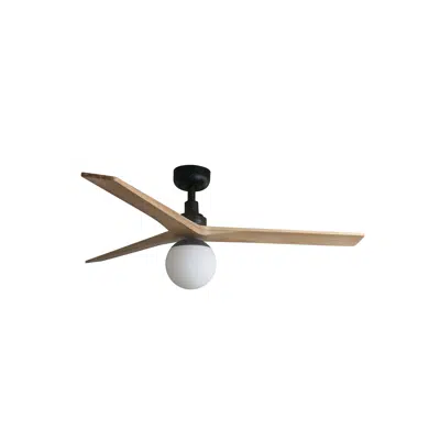 Obrázek pro KLIM M Black/light oak wood fan DC E27