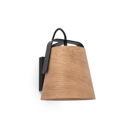 Image for STOOD Black and wood wall lamp