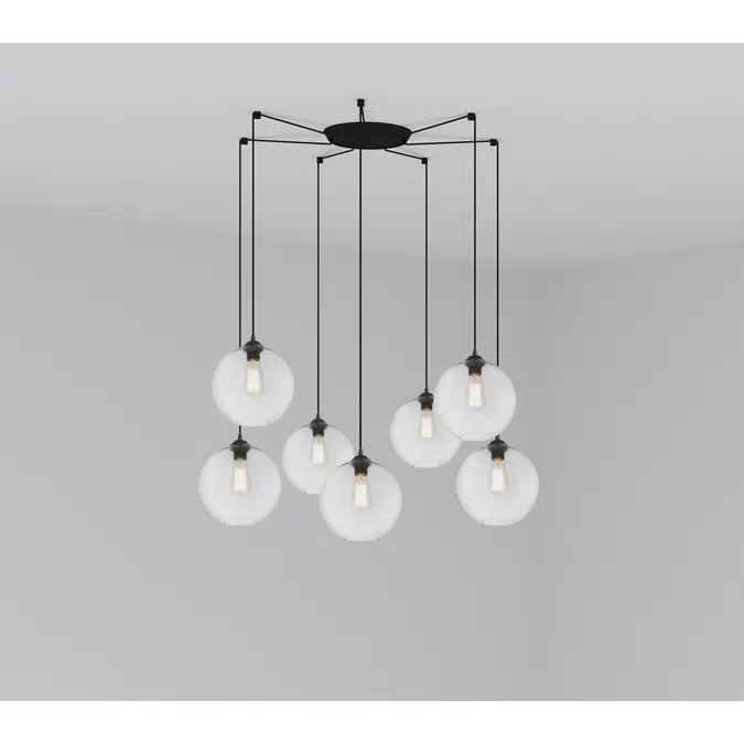 CLARA Transparent pendant lamp 7L