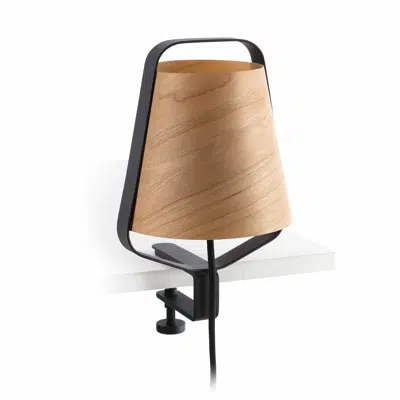 Image for STOOD Black and wood clip lamp