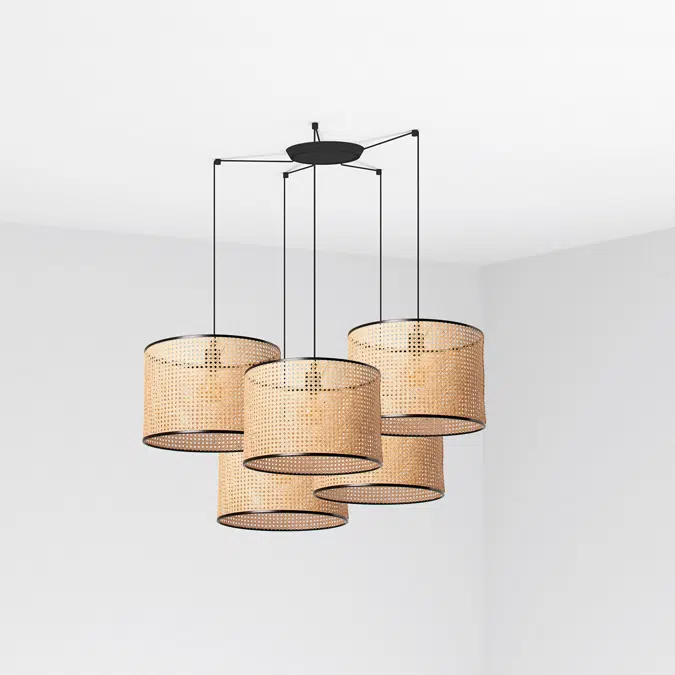 MAMBO 450 5L Black/rattan pendant lamp