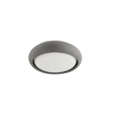 imagen para ANGA 240 es un plafón IP44 de color gris oscuro, de diseño simplificado. El cuerpo de cemento recubre la fuente de luz favoreciendo el control de deslumbramiento. Una luminaria de diseño contemporáneo que dotará de personalidad tus espacios exteriores.