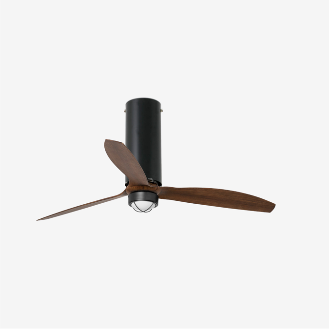 BIM objects Free download! TUBE FAN LED Matt black/wood ceiling FAN