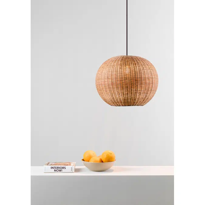 HAKA Black/rattan pendant lamp ø300