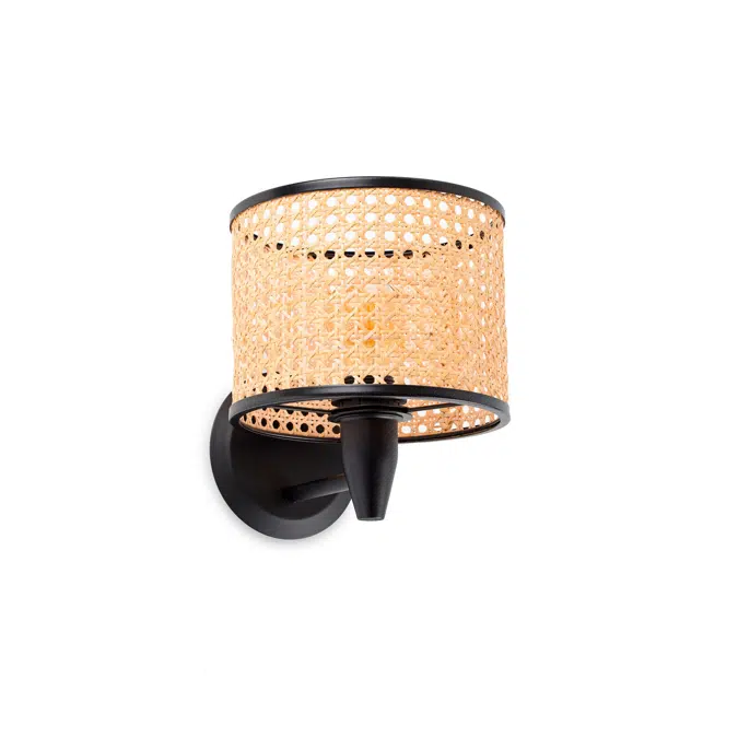 MAMBO Lampe applique noire/rotin