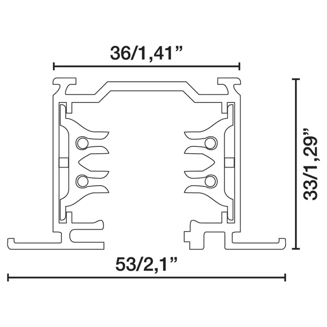 TRACK black triphasic recessed 2m