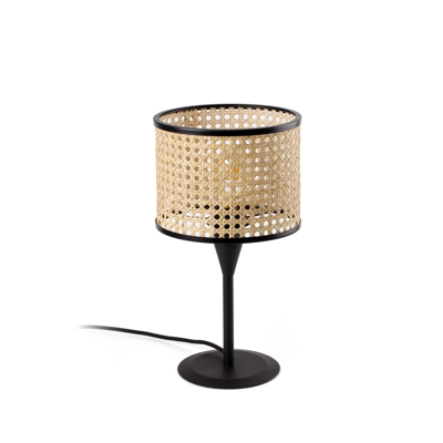 Image pour MAMBO Mini lampe de table noire/rotin