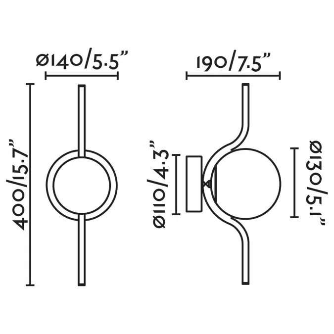 LE VITA Black wall lamp