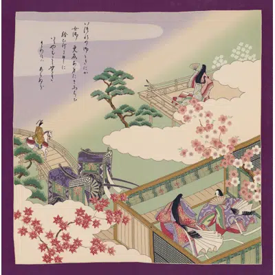 Image for Fabric with the image of The Tale of Genji (Flower Party)[ 源氏物語（花宴） ]