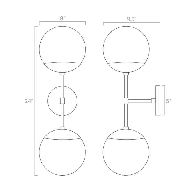 Color Cap Double Sconce 8"