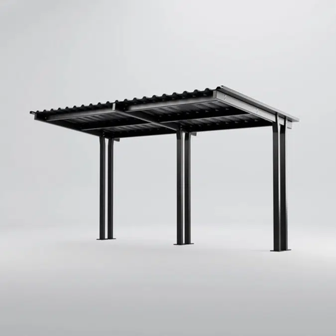 Bicycle rack HANNAH single with metal roof (picture shows two roofs) - HAN402