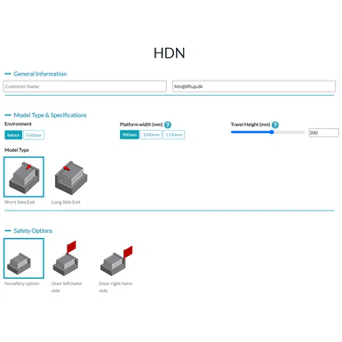 LPC: Liftup Product Configurator - design your own lift - lifting platform - Platform Lifts