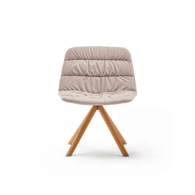 Maarten Lounge Chair- Wooden swivel base and soft upholstered seat için görüntü