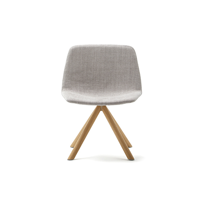 Maarten Lounge Chair- Wooden swivel base and smooth upholstered seat